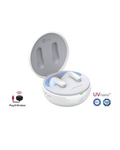 LG TONE Free FP9 - Enhanced Active Noise Cancelling True Wireless Bluetooth UVnano Earbuds - White