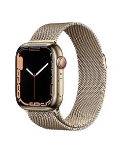Apple Watch Series 7 GPS + Cellular, 41mm Gold Stainless Steel Case with Gold Milanese Loop(MKJ03AE/A)